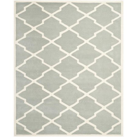 SAFAVIEH 10 Ft. x 14 Ft. Rectangle- Contemporary Chatham Grey And Ivory Hand Tufted Rug CHT735E-10